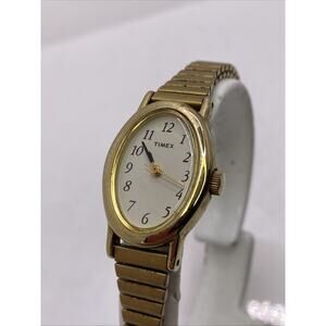 Timex Womens Gold Tone Stretch Watch Works New Battery